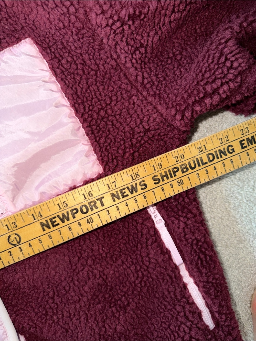 Fabletics Burgundy Sherpa Jacket in with Pink Trim size XS - Picture 8 of 9